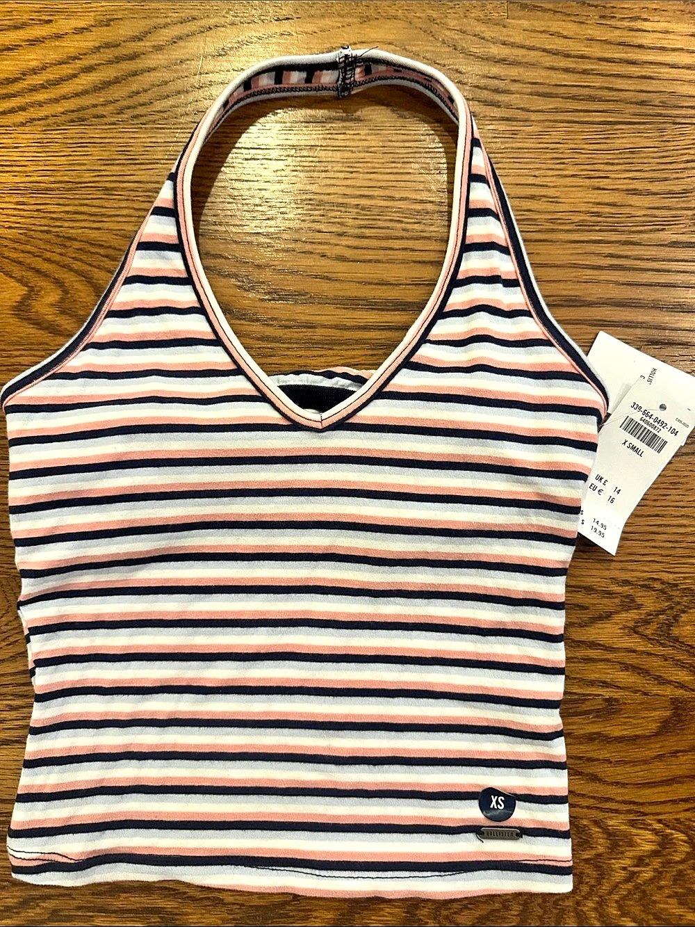 Hollister Must Have Collection Striped Halter Tank Pink & Blue XS NWT